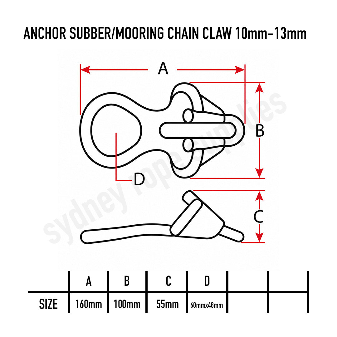 Anchor Snubber/Mooring Chain Claw – Rope Bridle with 300mm Eyes