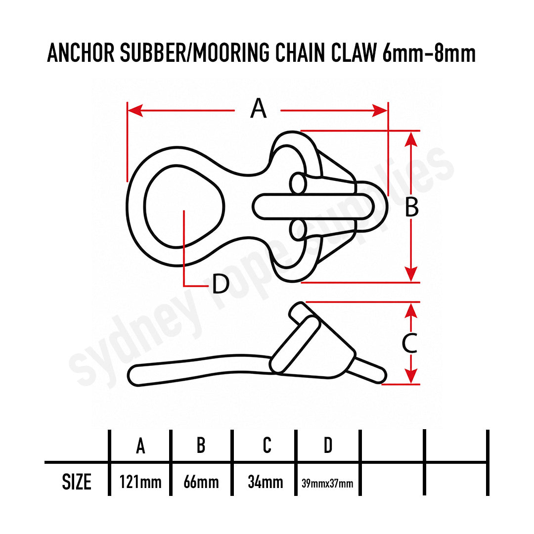 Anchor Snubber/Mooring Chain Claw – Rope Bridle with 300mm Eyes
