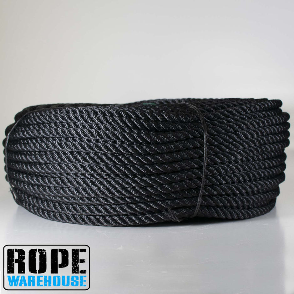 3 End Rope BLACK POLYESTER 3 STRAND ROPE – ROPE WAREHOUSE